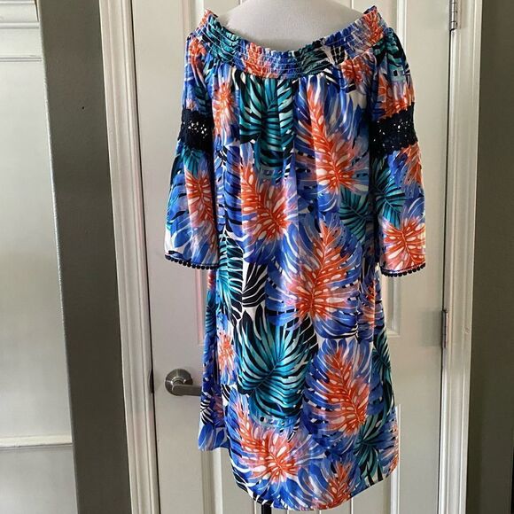 J Lo by Jennifer Lopez Women's Off-The-Shoulder Smocked Dress morning glory blue - Picture 7 of 12